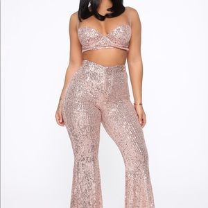 Glitzy Babe Two Piece glittery gold set